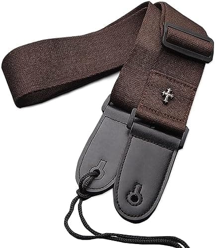 Vintage Bass Guitar Strap with Pick Pocket and Adjustable Ends — Brown