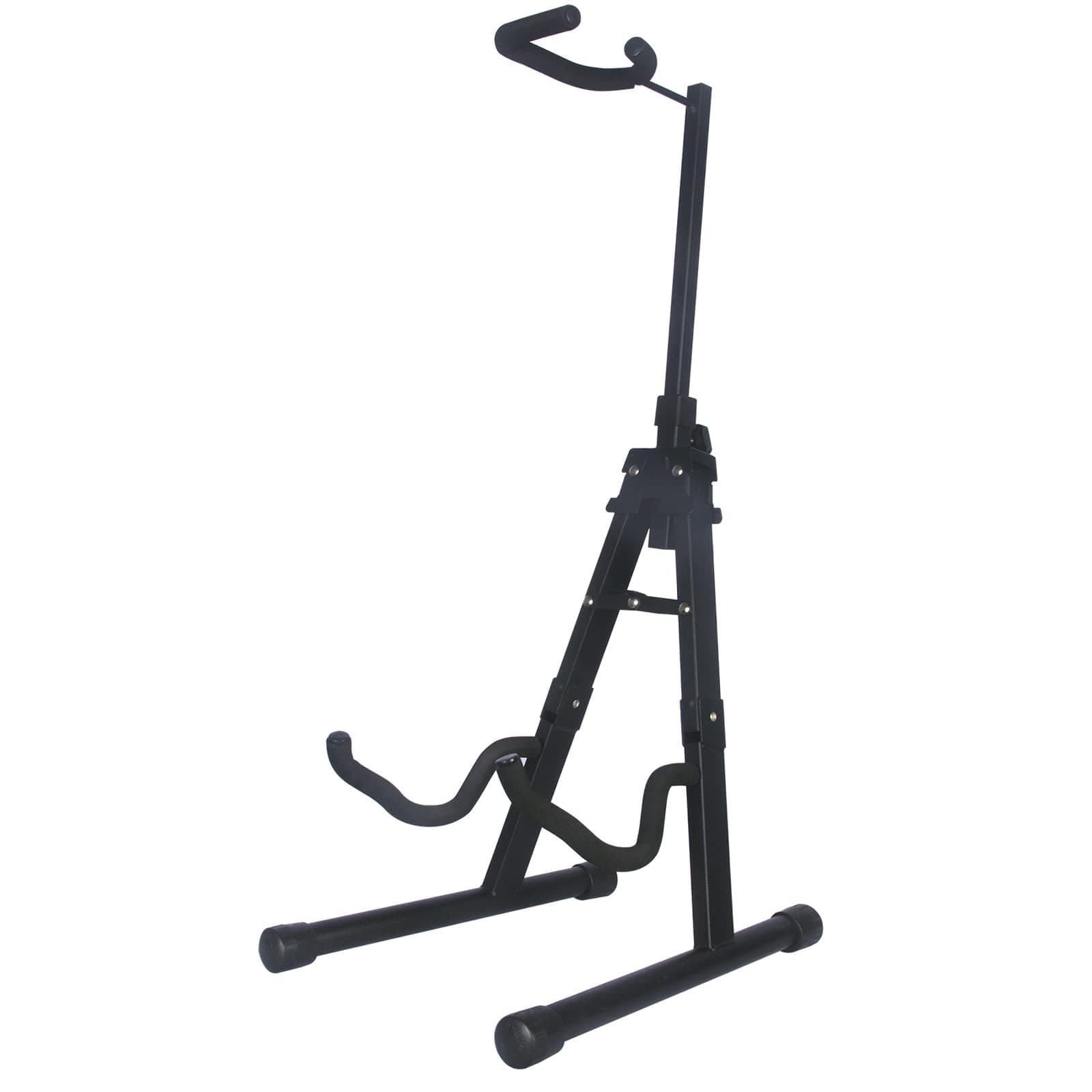 Pet and Child-Friendly Folding Guitar Stand with Adjustable Height and Neck Holder