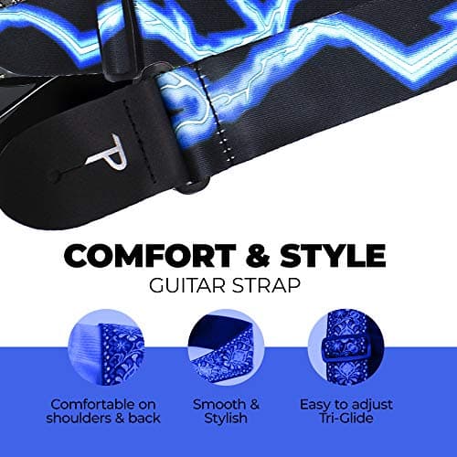 Perri's Blue Lightning Polyester Adjustable Guitar Strap 39-58"