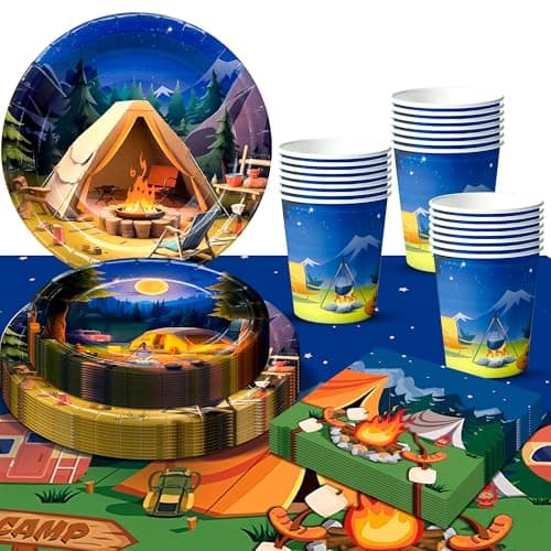 Happy Camper Camping Party Decorations Set for 20 Guests