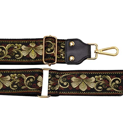 Vintage Flower Adjustable Crossbody Purse Guitar Style Jacquard Woven Handbag Strap