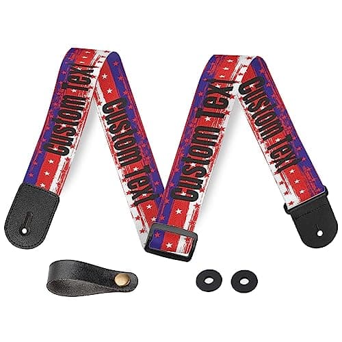 Custom Personalized American Flag Guitar Strap - Bass Electric Acoustic — White 16