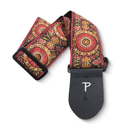 P Perri's Leathers Ltd. Jacquard Collection Guitar Strap — Wine