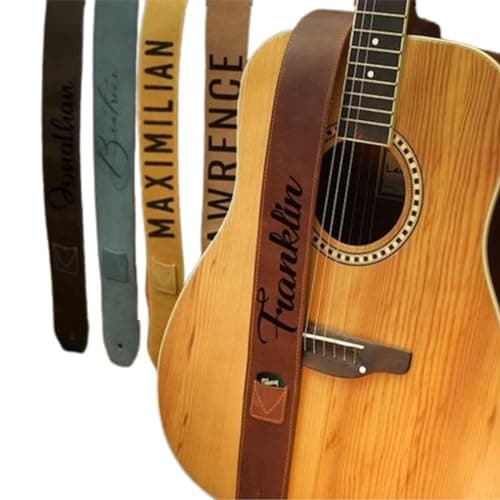 Engraved Text Custom Guitar Strap - Personalized Microfiber Leather Bass Strap Gifts for Men (Style 1)