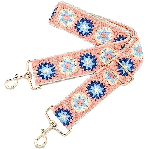 Nefelibata Adjustable 2 Purse Strap - Multi-Pattern Crossbody Replacement — Embroidered Blue Star