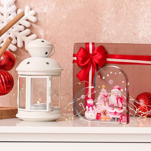 Pink Christmas Gifts for Women, Acrylic Christmas Decor for Office or Home
