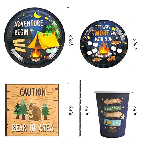 Camping Theme Party Supplies Set for 24 Guests