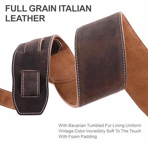 Nefelibata Chocolate Brown 3-Inch Guitar Strap with Foam Padding & Cable Loop