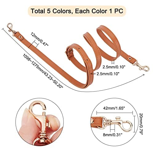 PandaHall 5 Color 50 Inch Adjustable Leather Straps for Bags