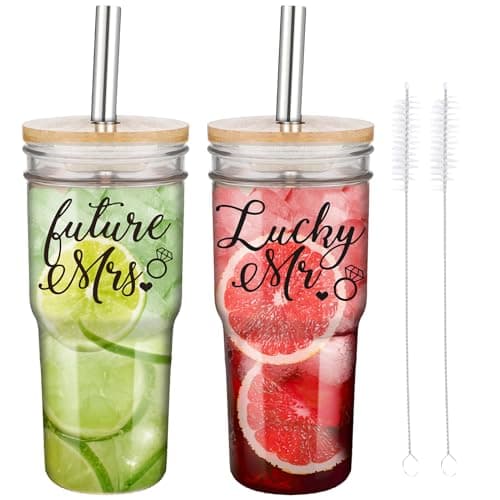 Engagement Gifts for Couples: Lucky Mr & Future Mrs Glass Tumbler Set