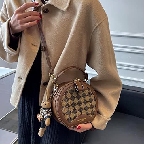 RTGGSEL Quilted Lattice Shoulder Bag for Women with Bunny Pendant