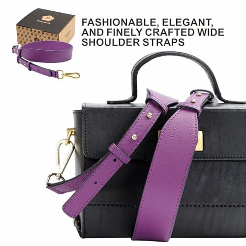 Nefelibata Glamour Purple Leather Crossbody Purse Strap with Custom Metal Buckle