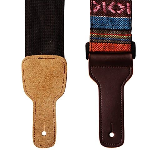 MUSIC FIRST Classic Country Style Genuine Leather Electric Guitar Strap