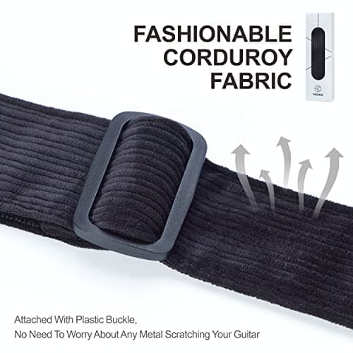 2-Inch Corduroy Guitar Strap with Full Grain Leather Ends,FREE Button & Locks, for Bass & Acoustic/Electric Guitars, Inc
