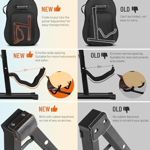 CAHAYA Folding Metal Guitar Stand CY0251 for Acoustic, Classical, Electric & Bass Guitars