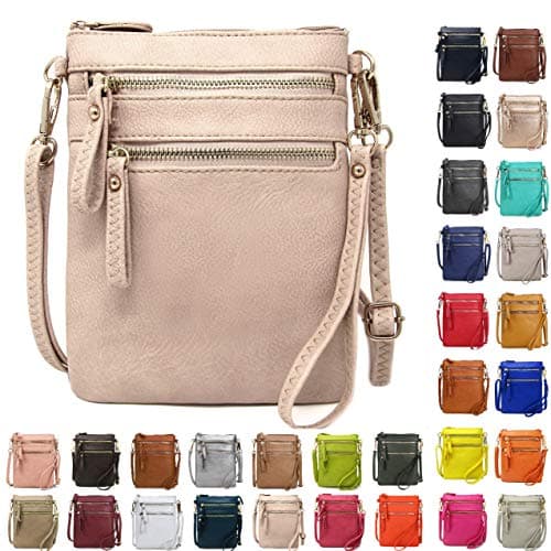 Solene Women's Small Crossbody Bag with Multi Zip Pockets