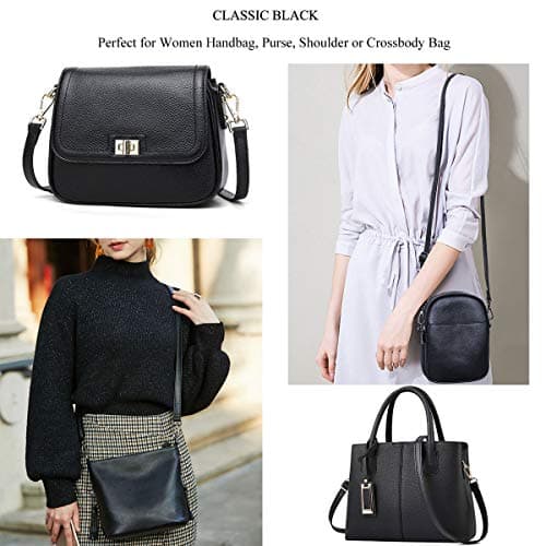 Replaceable Black/Gold Purse Strap - Full Grain Microfiber Leather - 59 Adjustable Crossbody Shoulder Bag - 1 Wide