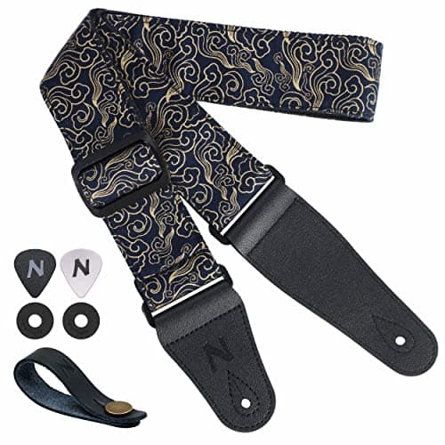 Custom Nefelibata Guitar Strap for Kids, Men & Women (Green) — Auspicious Cloud