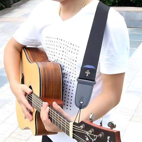 SCORYULE Adjustable Guitar & Bass Strap with Pick Holder