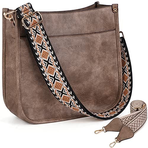 Caitina Women's Vegan Leather Adjustable Strap Crossbody Hobo Purse — A8-apricot