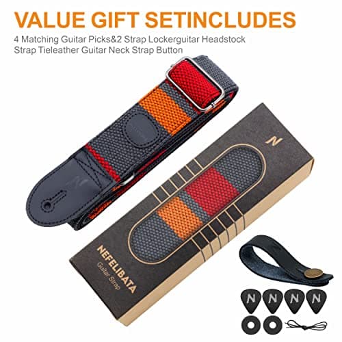 Thicker Woven Guitar Strap with Pick Pocket for Bass, Electric, and Acoustic Guitars