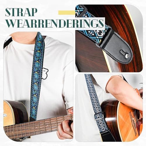 Adjustable 4-Piece Electric & Bass Guitar Strap Belt, Cotton