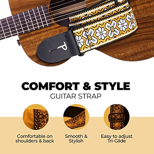 Perri’s Leathers Ltd. Jacquard Guitar Strap - Adjustable for Acoustic, Bass & Electric Guitars - Made in Canada