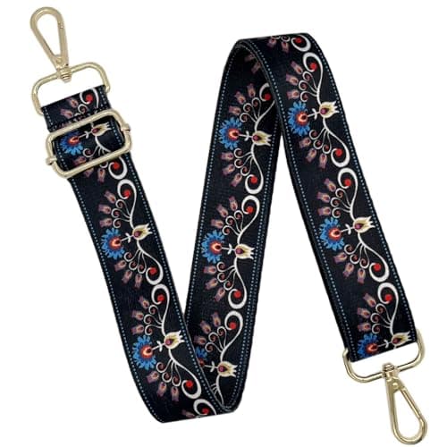 Adjustable Canvas Purse Strap with Gold Metal Buckle