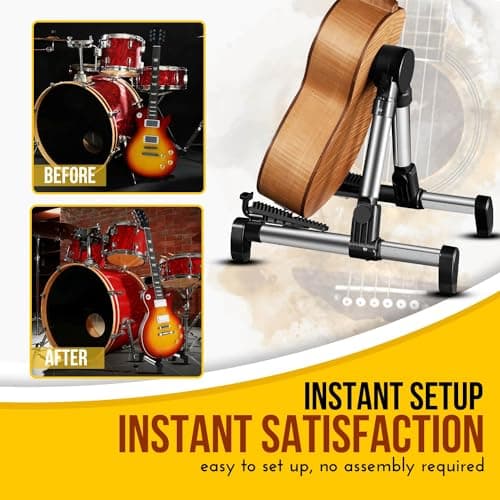Portable Adjustable Guitar Stand for Acoustic, Electric, and Bass Guitars