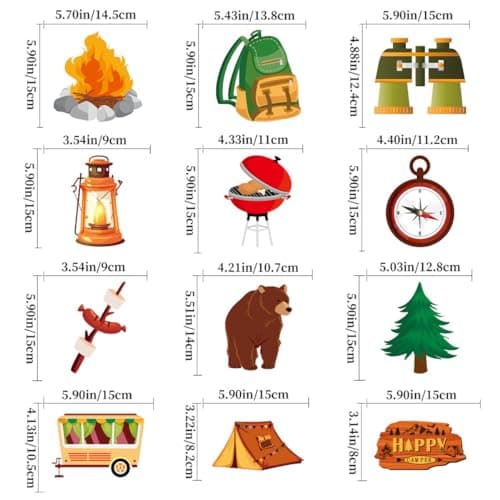 Happy Camper Swirls Tent Sign Decor for Kids & Birthdays Indoor/Outdoor Favor Supplies