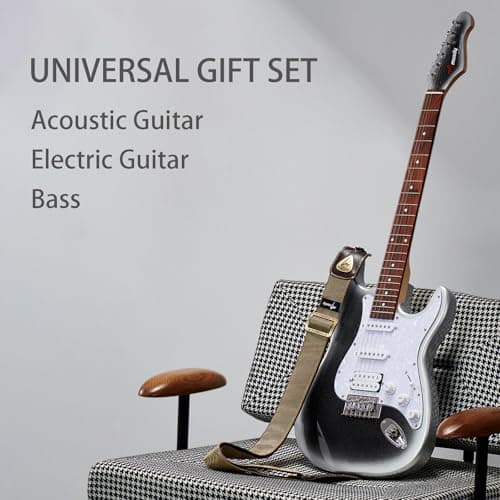 Unrivaled Comfort Guitar Strap - Premium Denim & Cotton for Bass, Acoustic & Electric Guitars (Khaki)