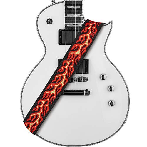 Amumu Red Flame Jacquard Guitar Strap for Acoustic, Electric & Bass