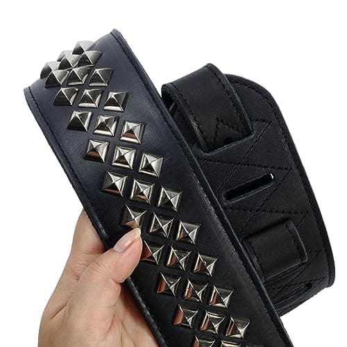 Nefelibata Carbon Black Full Grain Leather Guitar Strap with Foam Padding