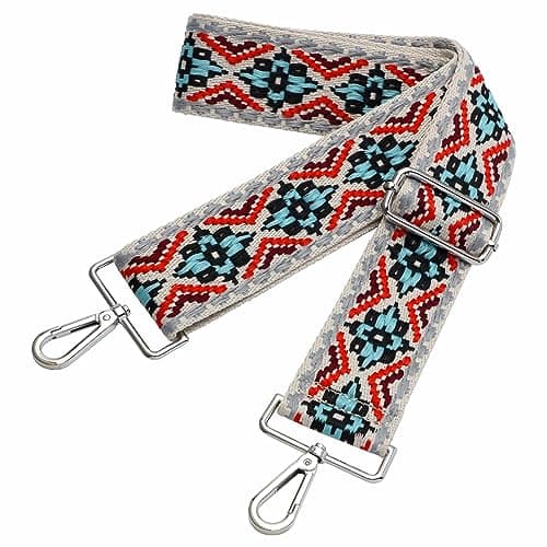 Nefelibata Adjustable 2 Purse Strap - Multi-Pattern Crossbody Replacement — Blue Embroidery