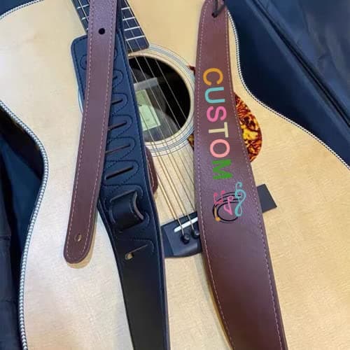 Personalized Leather Guitar Strap with Name/Logo Engraving - for Guitarists