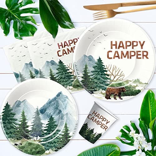 Happy Camper Birthday Party Supplies - Camping Adventure Theme Decorations | Serve 24