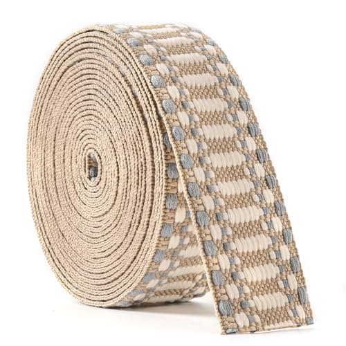 High Density Jacquard Embroidered Heavy Cotton Webbing Strap 1.5-2 Inches for Bags — Color 2- 1.5" 5 yards