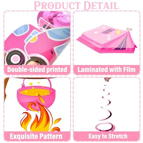 Camping Birthday Party Hanging Swirls - 20PCS Girls Camp Ceiling Streamer