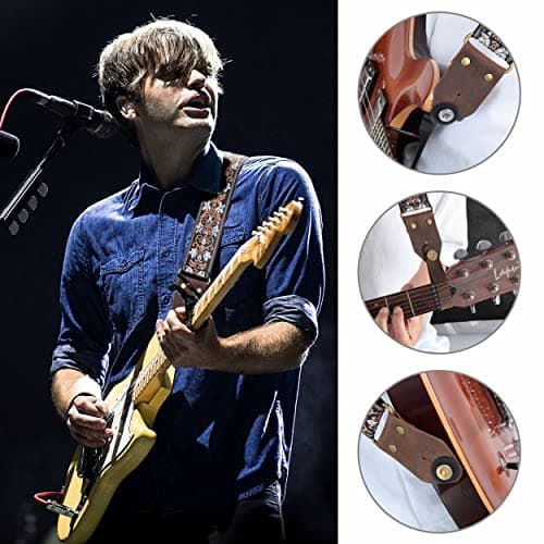 Nefelibata Guitar Strap with Crazy Horse Leather Ends for Bass, Electric & Acoustic