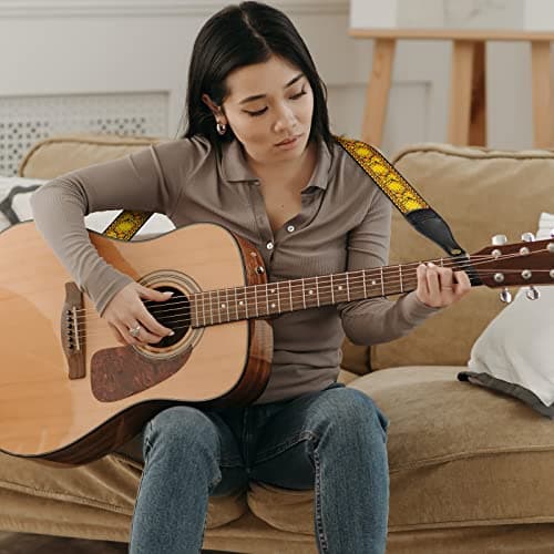 Jacquard Embroidered Cotton Guitar Strap with Genuine Leather Ends for Bass, Acoustic, and Electric Guitars
| Genuine Leather Ends Jacquard Embroidered Cotton Guitar Strap for Bass, Acoustic, and Electric Guitars
| Jacquard Embroidered Cotton and Ge