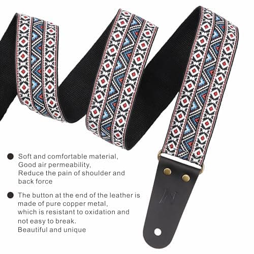 Nefelibata Guitar Strap with Hidden Pocket for Bass, Electric, and Acoustic Guitars