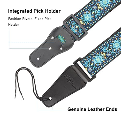 Silicone Lock Electric/Acoustic/Bass Guitar Strap with Cotton Jacquard