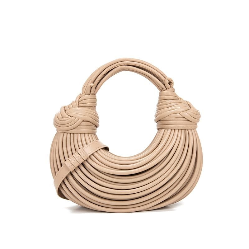 nanplus Hand-Woven Knotted Noodles Clutch Shoulder Crossbody Bag — Khaki