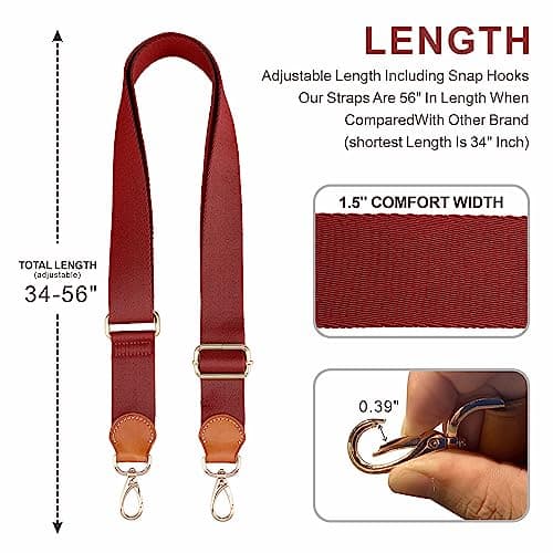 Nefelibata Purse Strap, 1.5 Wide Full Grain Cowhide Shoulder Strap Replacement