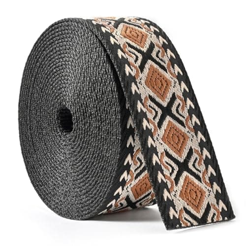 High Density Jacquard Embroidered Heavy Cotton Webbing Strap 1.5-2 Inches for Bags — Color 6- 2" 5 yards