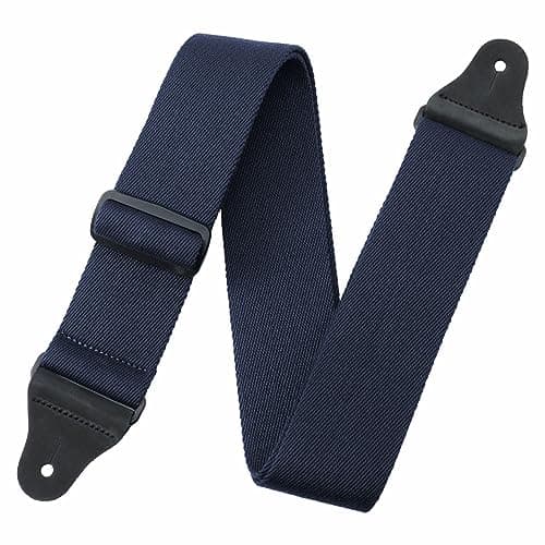 Nefelibata Christmas Green Guitar Strap with Leather Ends — Denim Blue