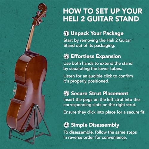 K&M Heli 2 Guitar Stand - Black - Sturdy A-Frame Stand