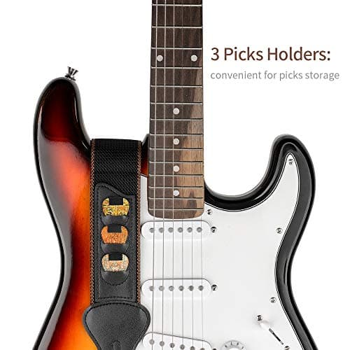 BestSounds Soft Cotton Guitar Straps with 3 Pick Holders