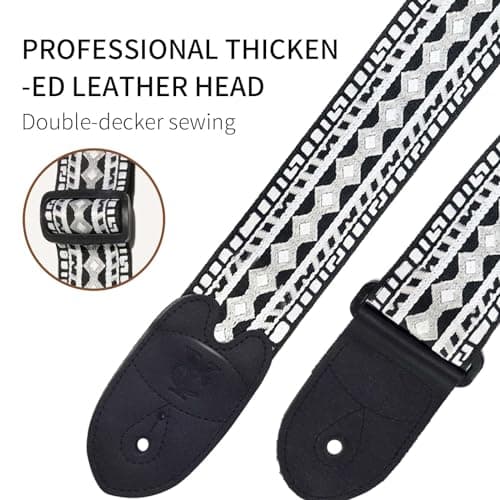 Embroidered Jacquard Guitar Strap for Electric & Acoustic Guitars