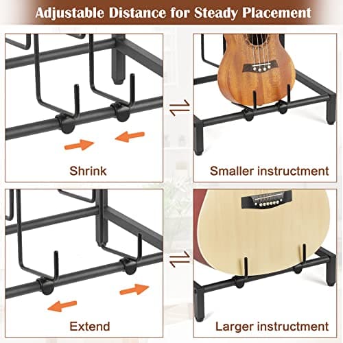 Acoustic & Electric Guitar 4-Tier Stand with Amp Accessories Piano Shelf Home Studio